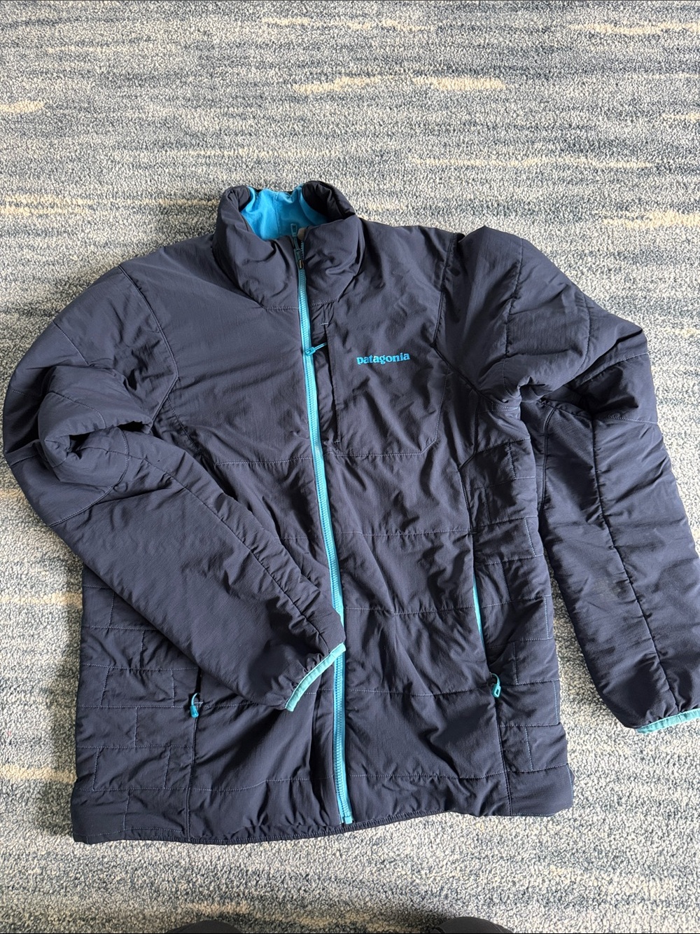 Patagonia Men's Navy Jacket with Turquoise Accents